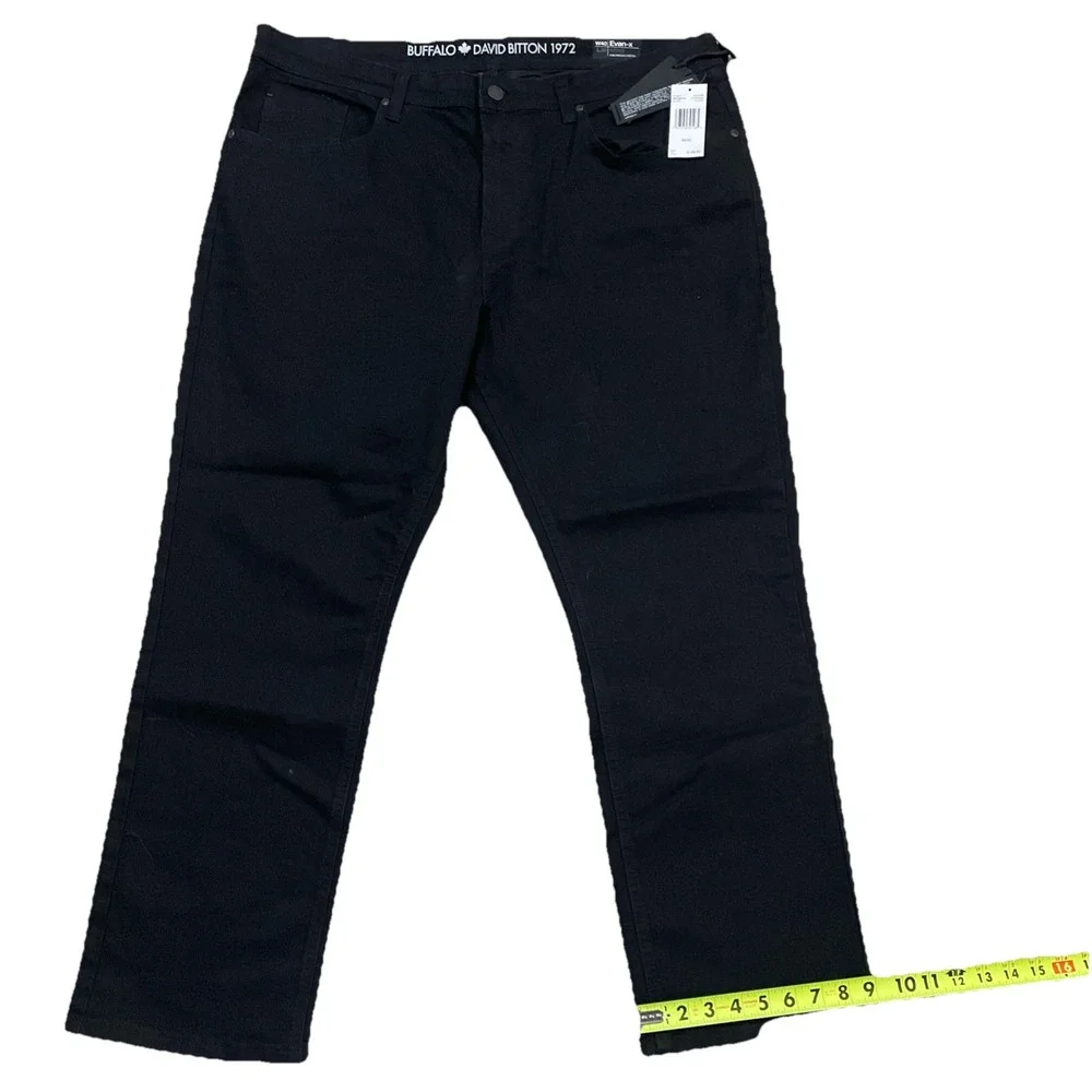 Buffalo David Bitton Men Black Denim Jeans 40x30 Evan-x‎ Slim Straight  NWT